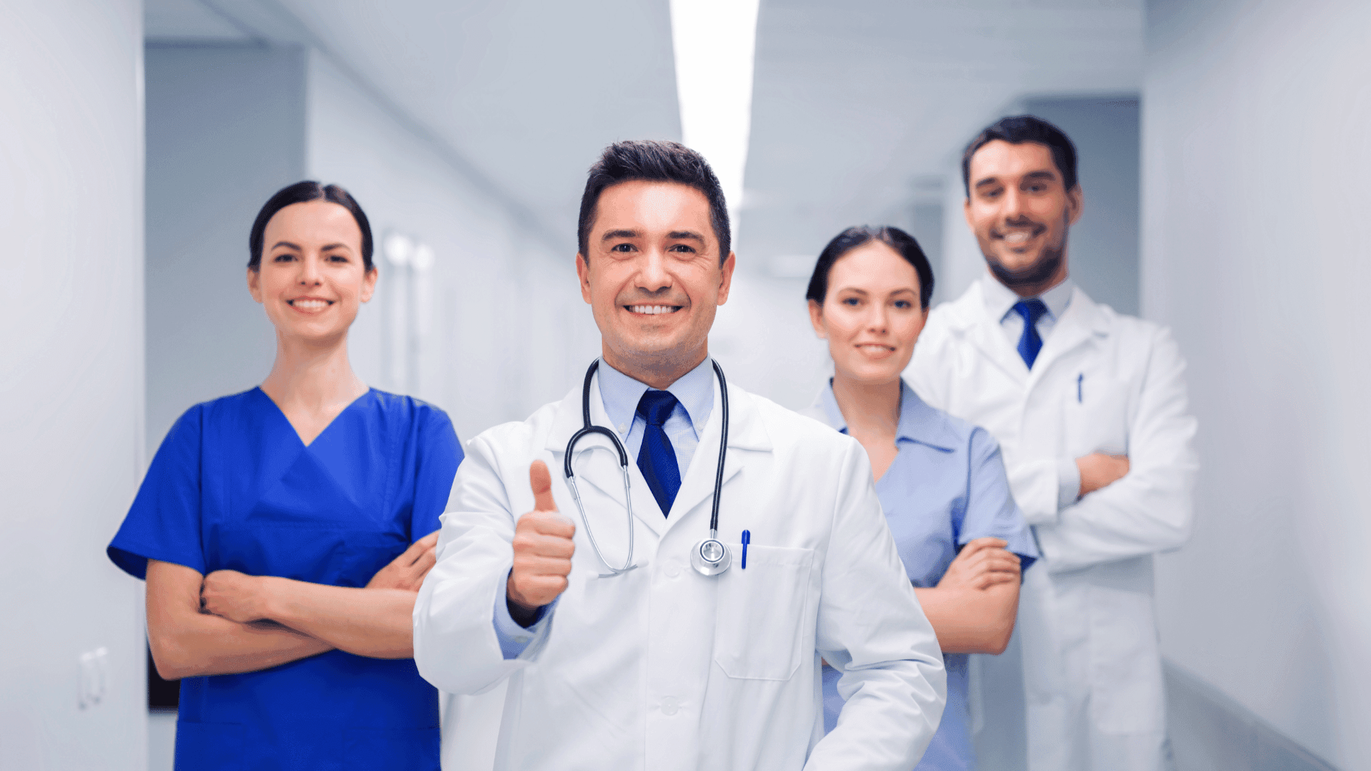 Healthcare professionals in a clinical setting
